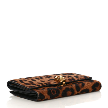 Alexander McQueen Calf Hair Leopard Print Skull Continental Wallet 4 of 20