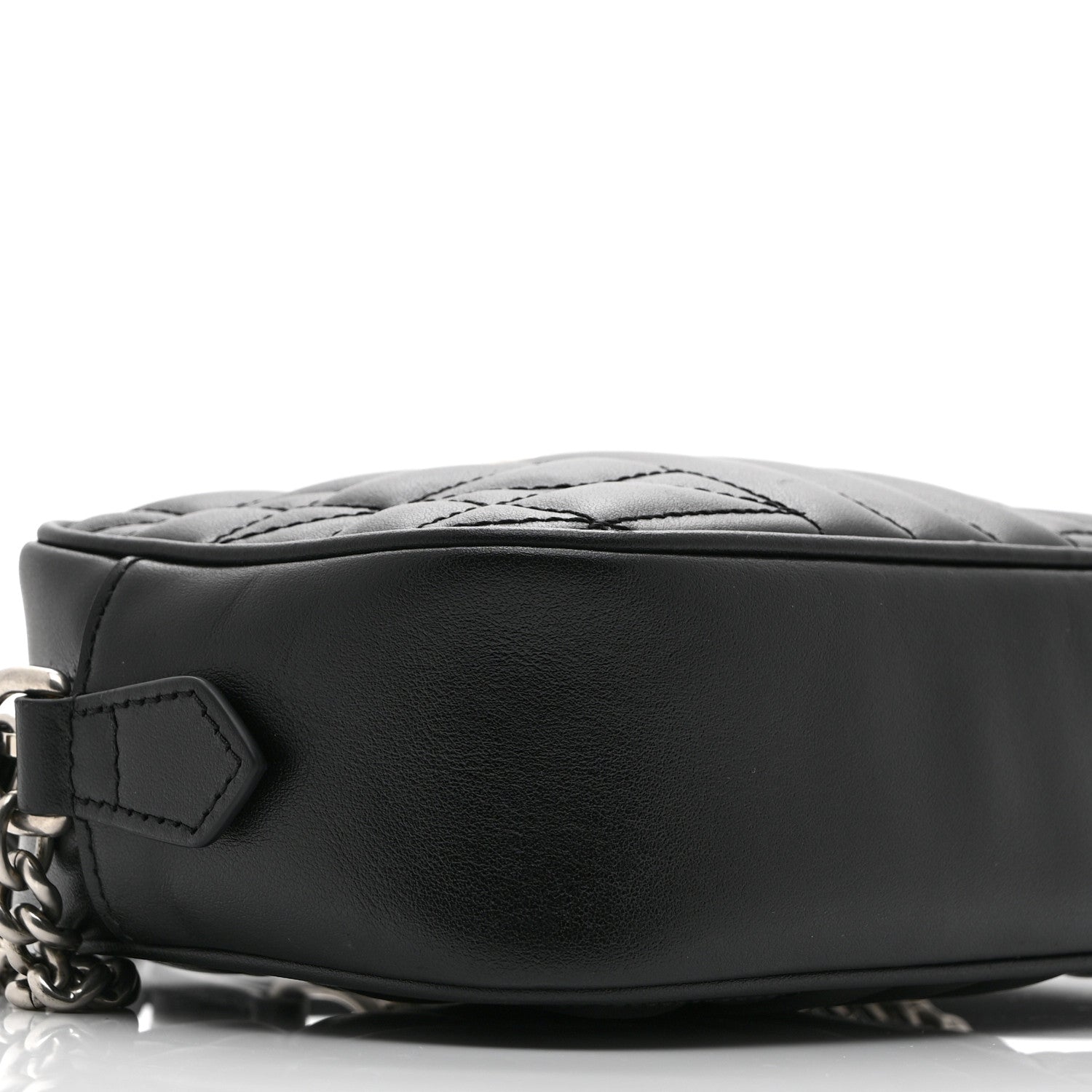 Gucci Calfskin Matelasse Aria Mini GG Marmont Chain Shoulder Bag Black 10 of 11