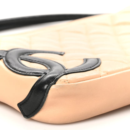 Chanel Calfskin Quilted Cambon Pochette Beige Black 9 of 10