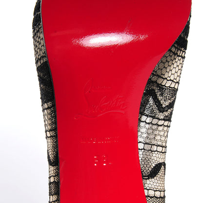 Christian Louboutin Lace Ambro 90 Platform Peep Toe Pumps 38 Black 6 of 7