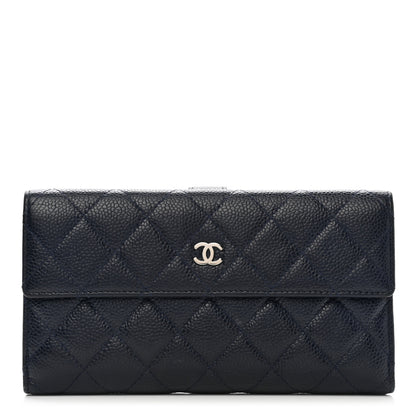 Chanel Caviar Quilted CC Long Double Wallet Navy 1 of 12