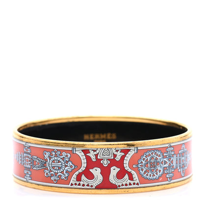 Hermes Enamel Printed Wide Birds Bracelet 65 1 of 7
