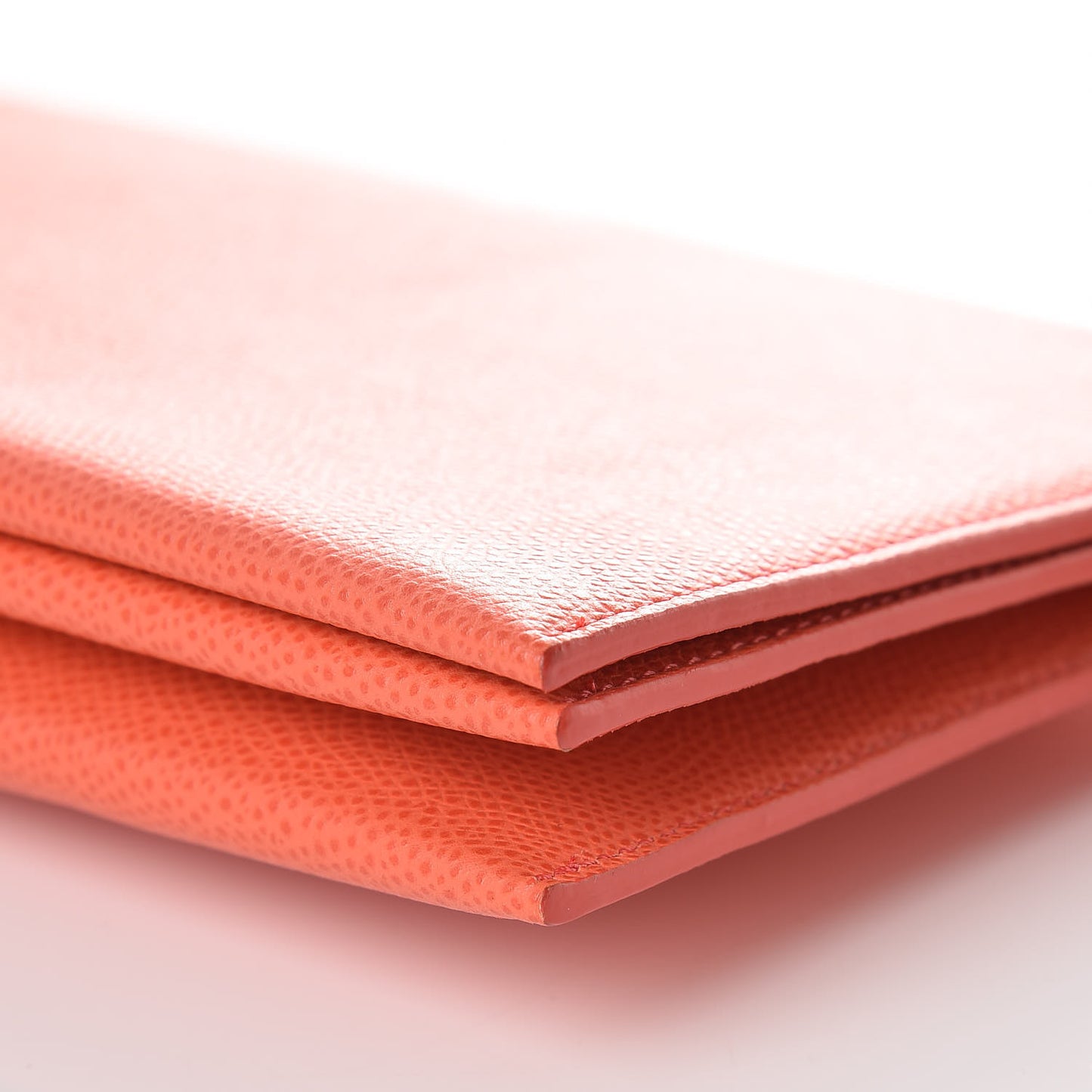 Shiny Grained Calfskin Solo Trio Cosmetic Pouch Coral