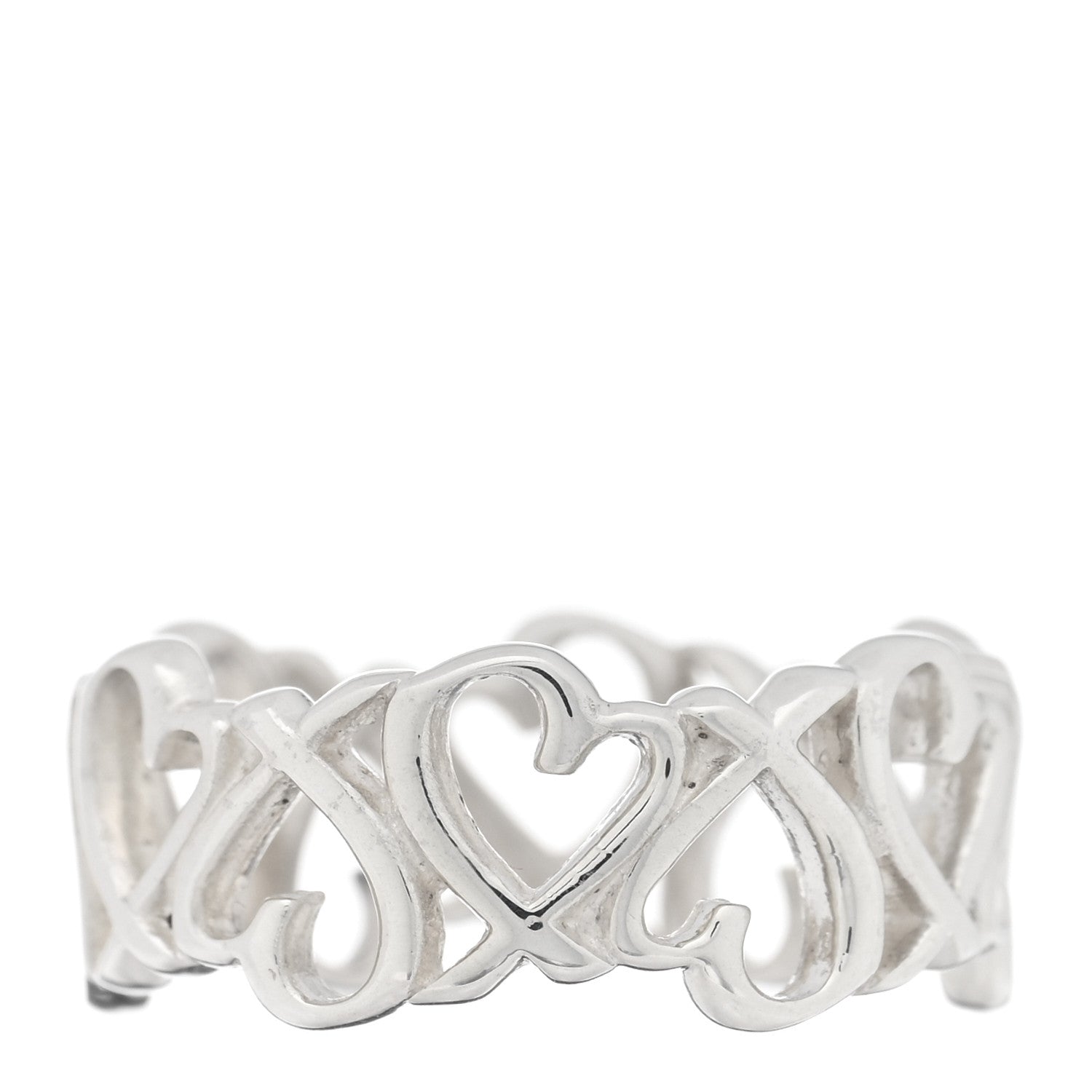 Tiffany Sterling Silver Paloma Picasso Loving Heart Band Ring 46 3.75 3 of 5