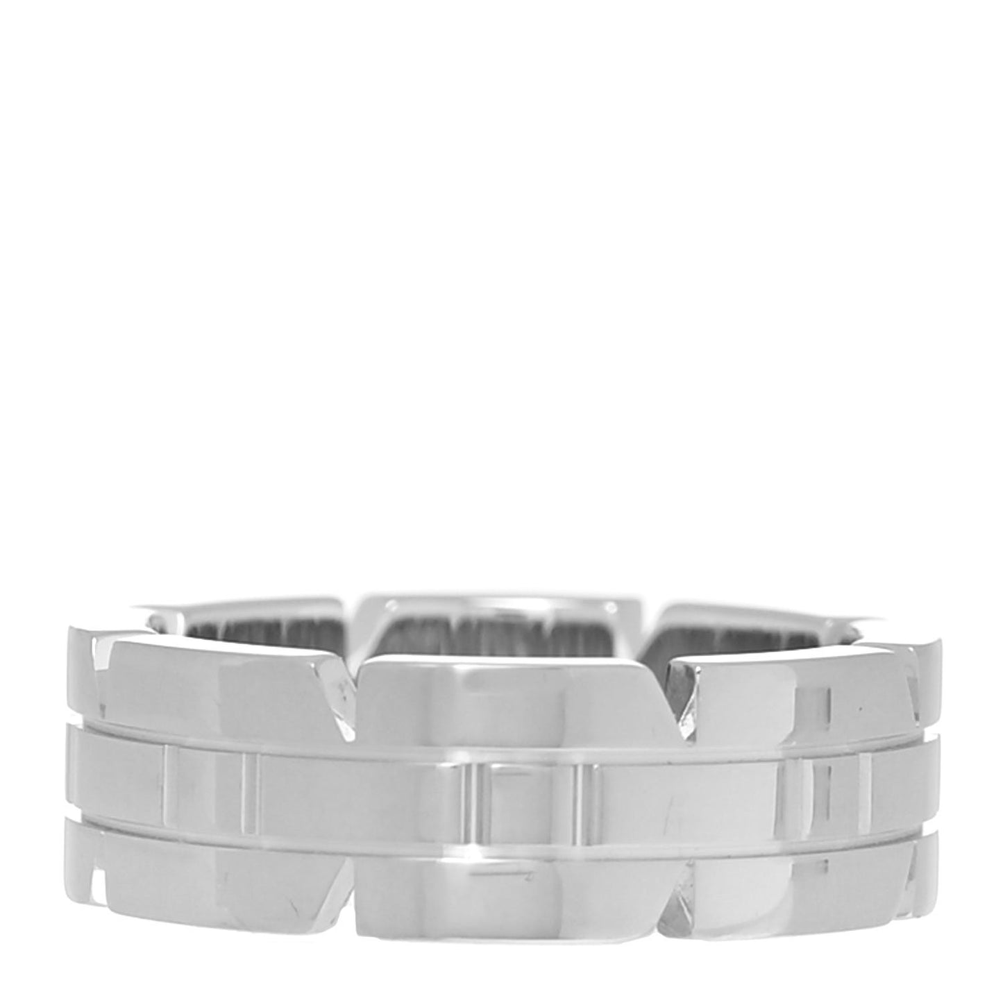18K White Gold Diamond 6mm Tank Francaise Band Ring 48 4.5