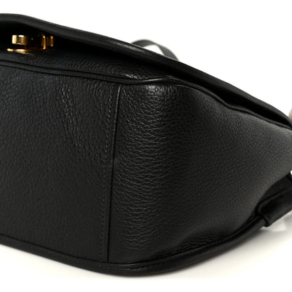 Prada Vitello Daino Embossed Logo Flap Shoulder Bag Black 11 of 11