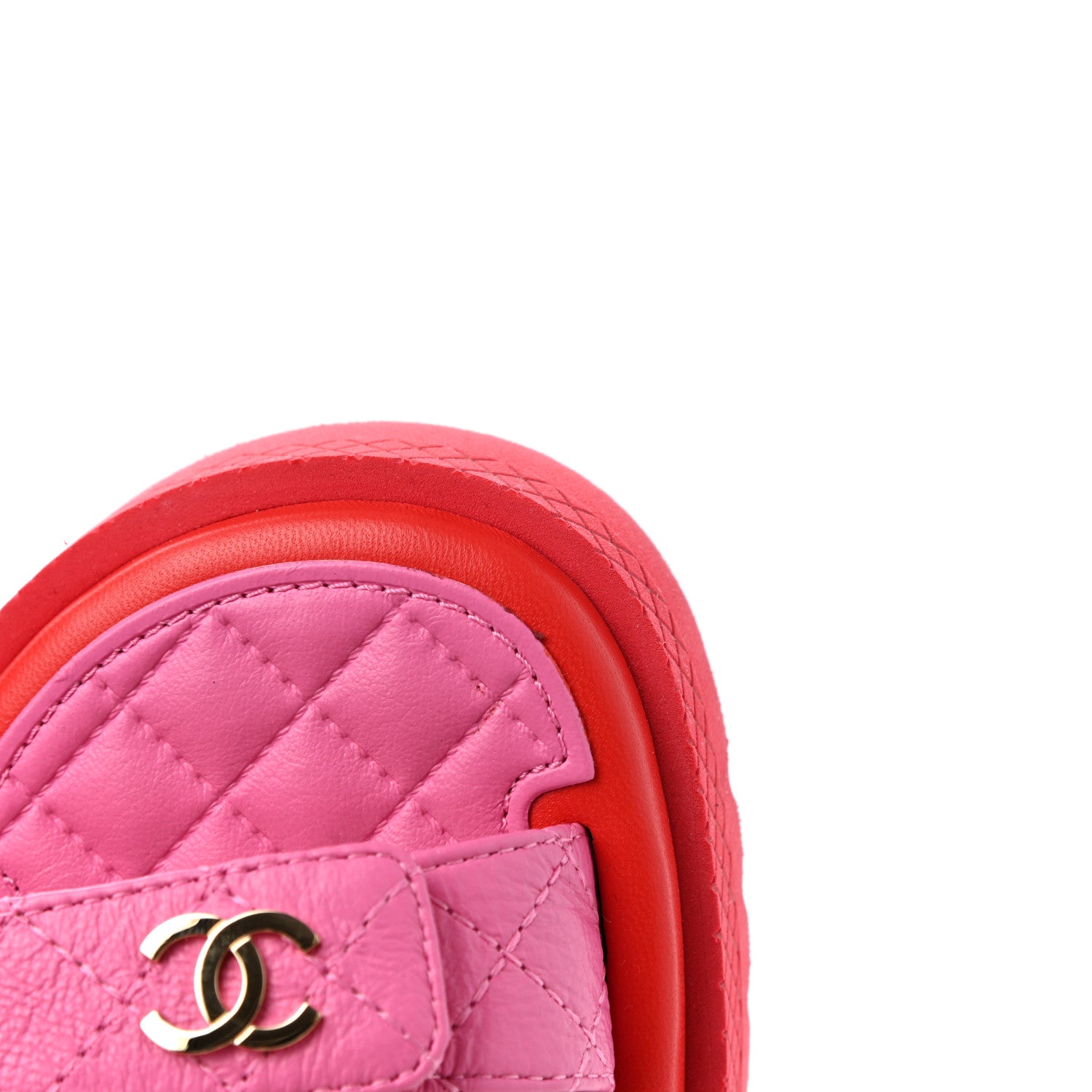 Chanel Lambskin Logo Platform Sandals 37 Red Purple Orange 9 of 10