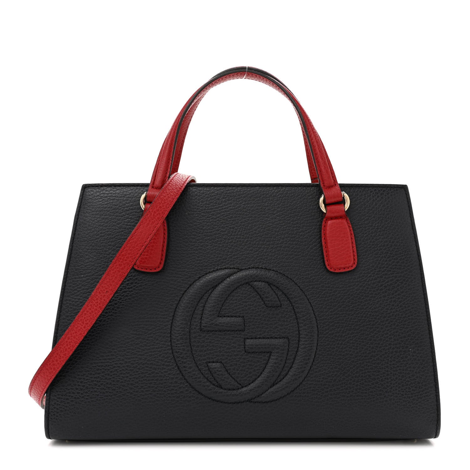 Gucci Dollar Calfskin Medium Soho Top Handle Satchel Blue Hibiscus Red Mystic White 1 of 20