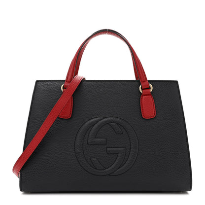 Gucci Dollar Calfskin Medium Soho Top Handle Satchel Blue Hibiscus Red Mystic White 1 of 20