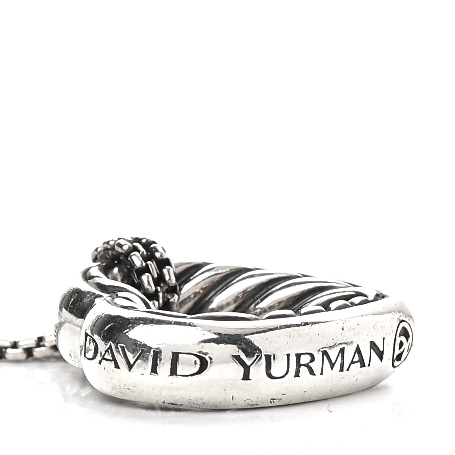 David Yurman Sterling Silver 18K Yellow Gold Large Open Heart Cable Necklace 6 of 6