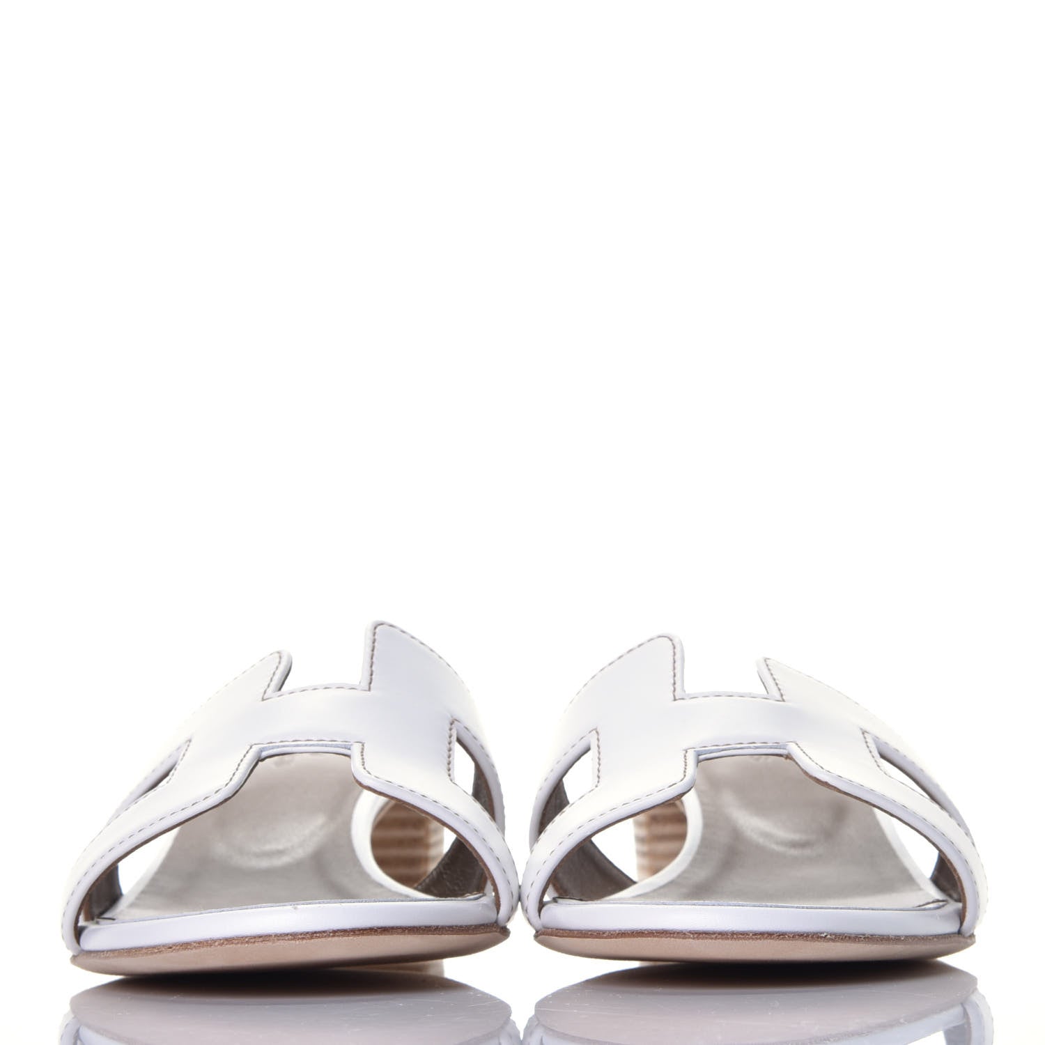 Hermes Calfskin Oasis Sandals 37.5 White Piqures Havane 2 of 9