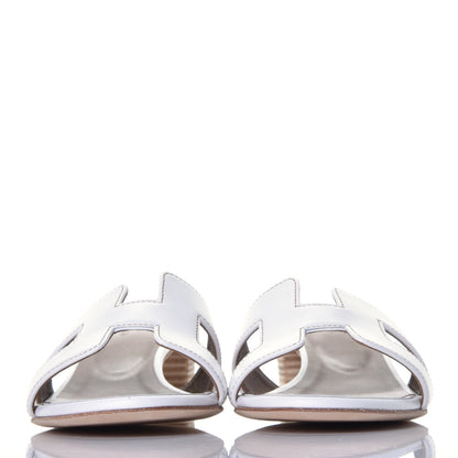 Hermes Calfskin Oasis Sandals 37.5 White Piqures Havane 2 of 9
