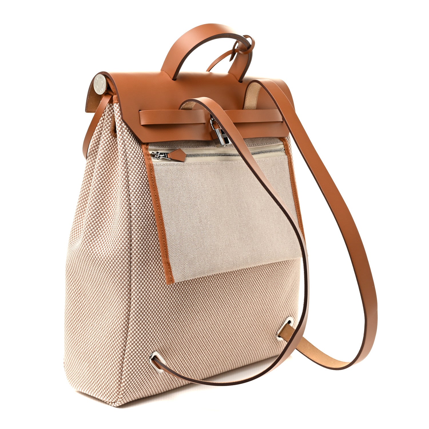 Hermes Vache Hunter Criss Viking Herbag a Dos Retourne Backpack Ecru Beige Naturel 4 of 12