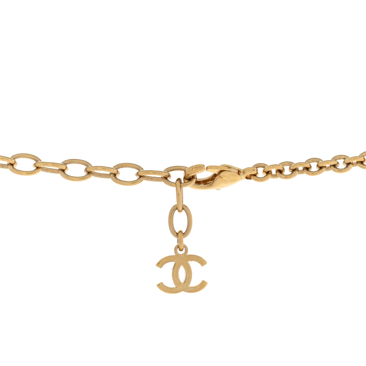 Pearl Resin CC Long Necklace Gold Black