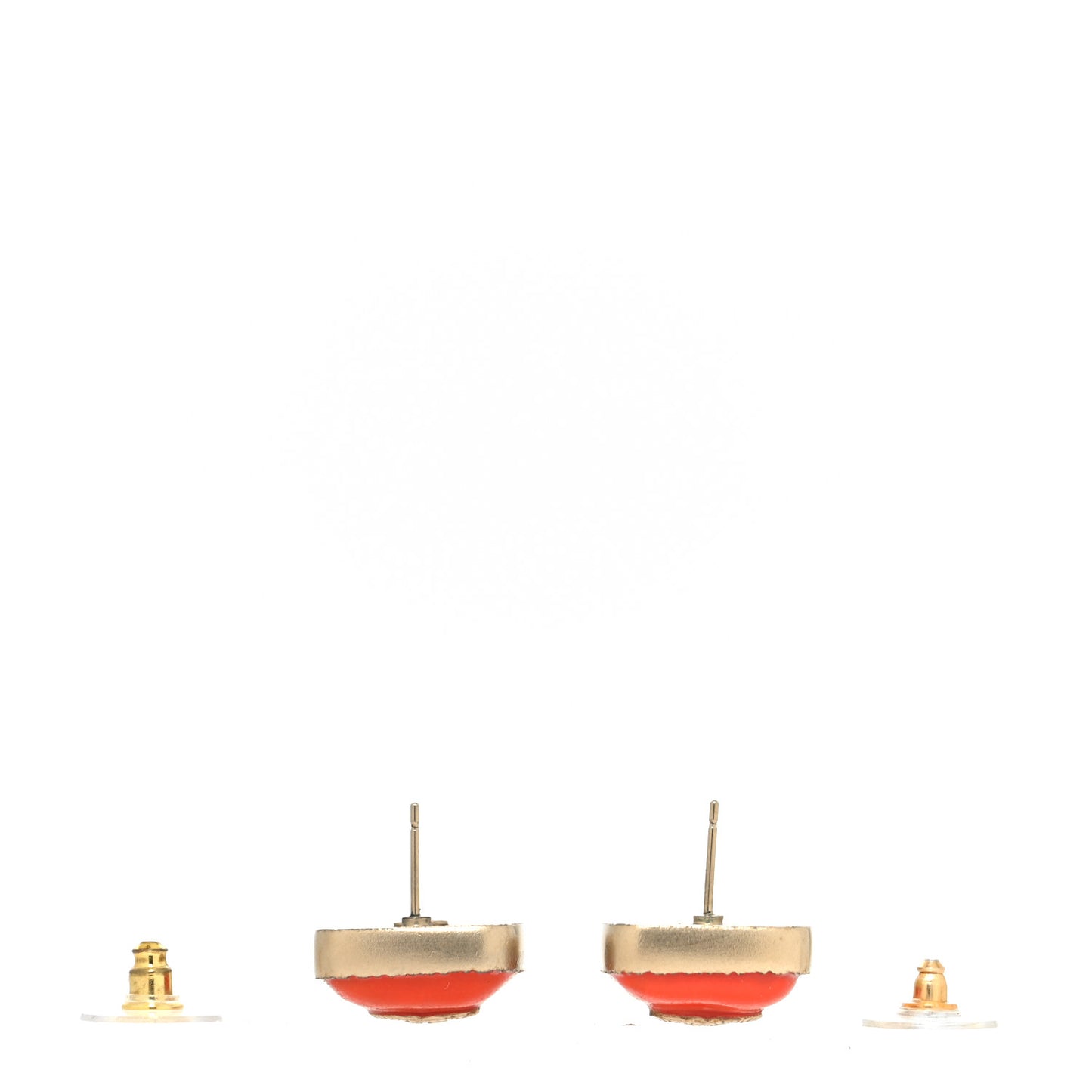 Enamel CC Square Earrings Coral Gold