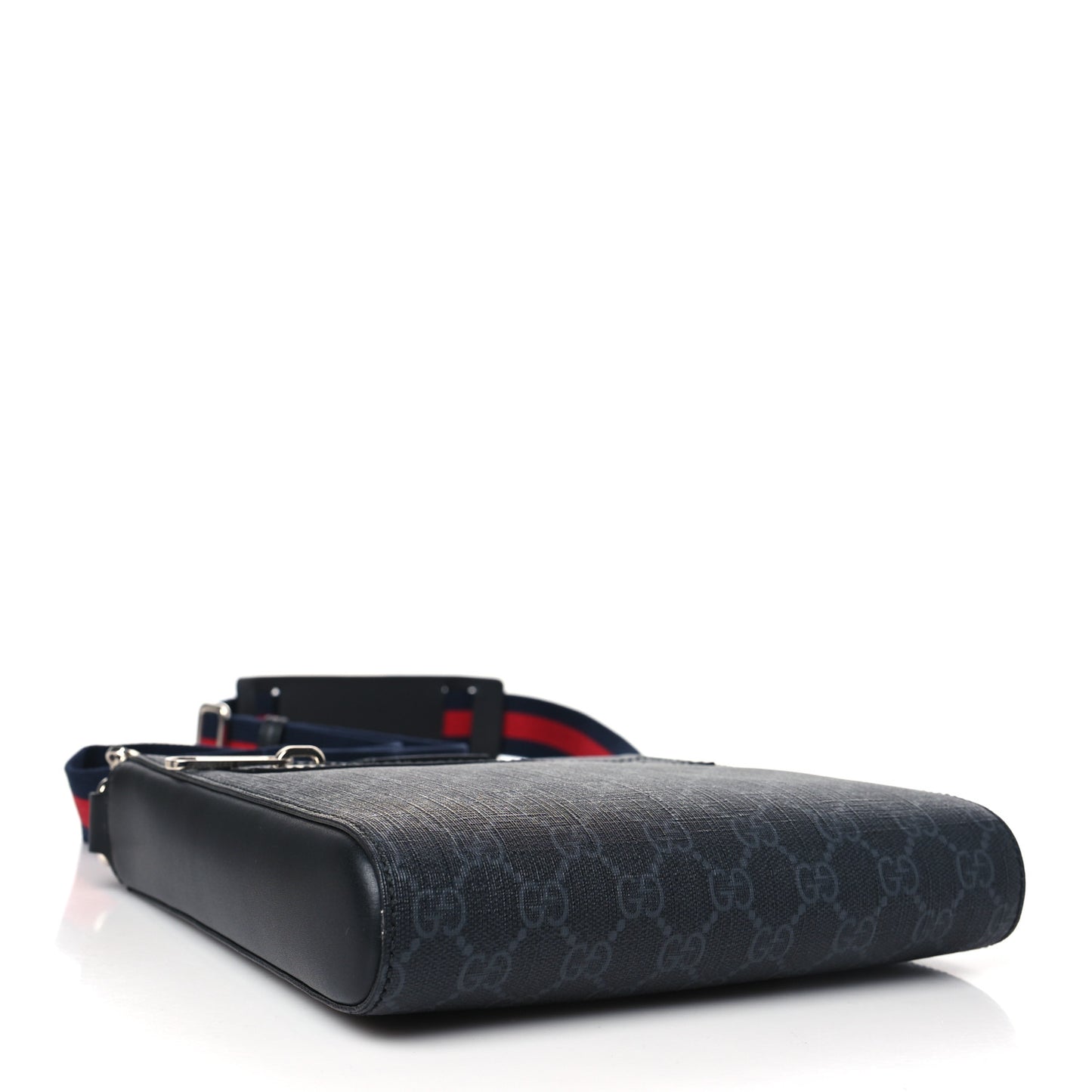 GG Supreme Monogram Web Small Flat Messenger Bag Black Grey