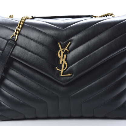 Saint Laurent Calfskin Y Quilted Monogram Medium Loulou Chain Satchel Black 8 of 11