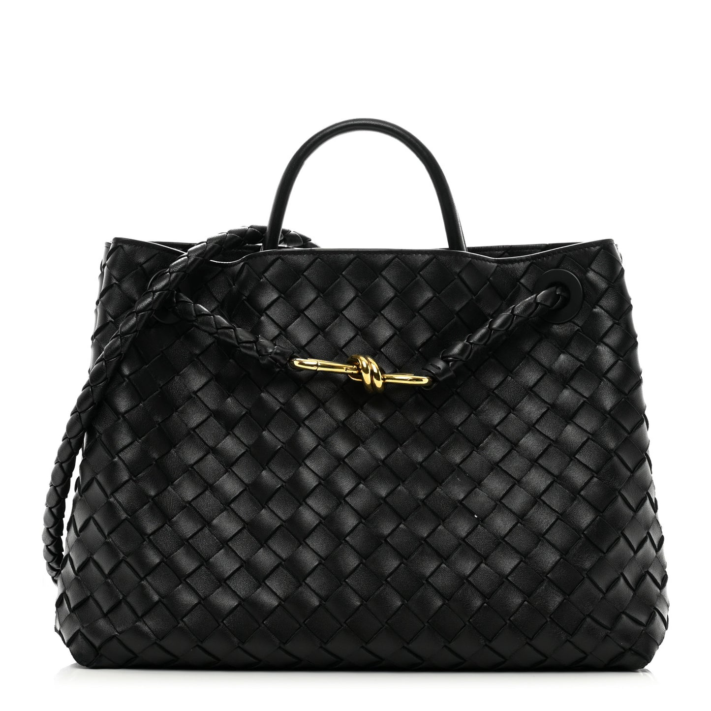 Nappa Intrecciato Medium Andiamo Shoulder Bag Black