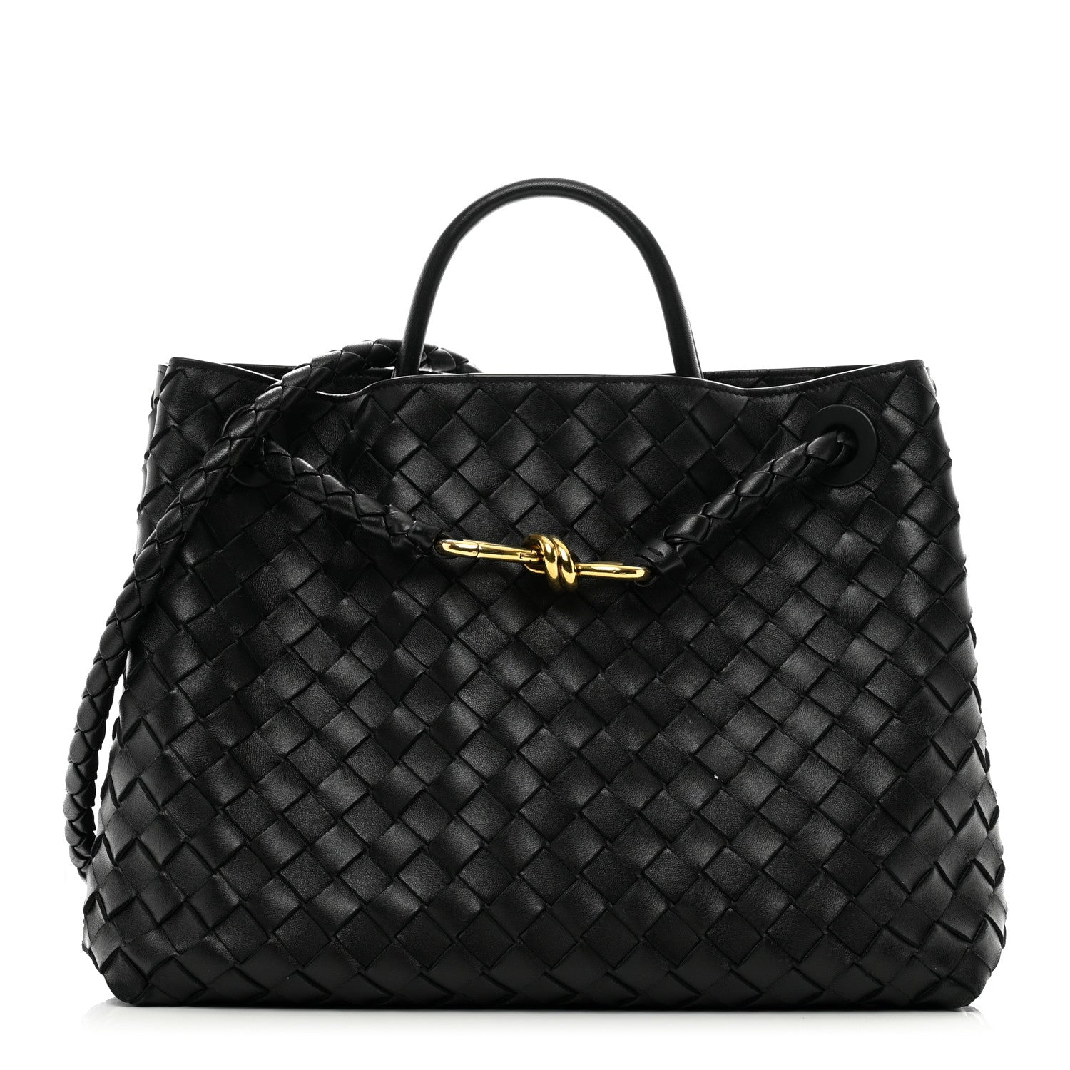 Bottega Veneta Nappa Intrecciato Medium Andiamo Shoulder Bag Black 1 of 10