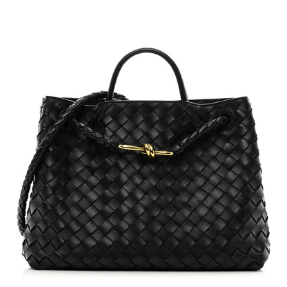 Bottega Veneta Nappa Intrecciato Medium Andiamo Shoulder Bag Black 1 of 10