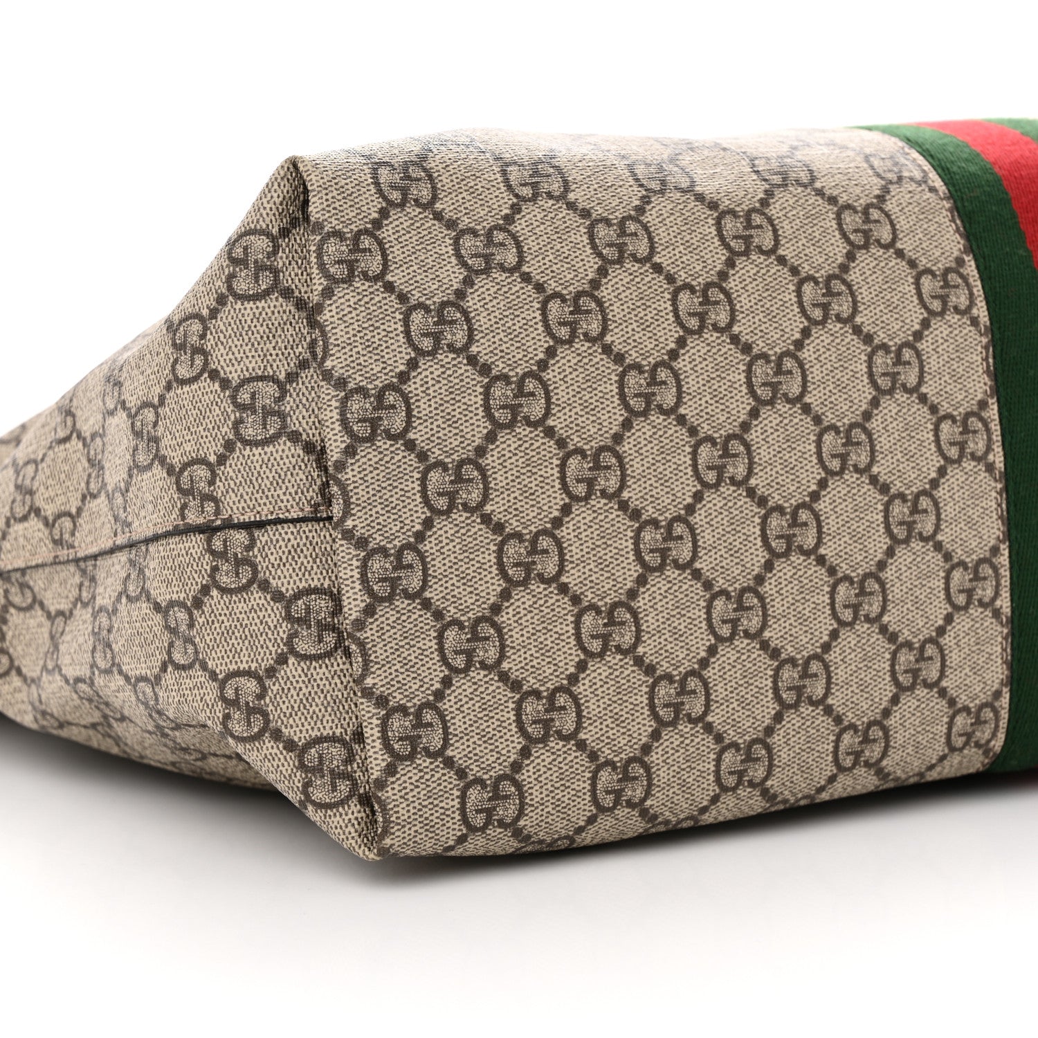 Gucci GG Supreme Monogram Textured Calfskin Web Medium Ophidia Shopping Tote Beige Ebony New Acero 8 of 13