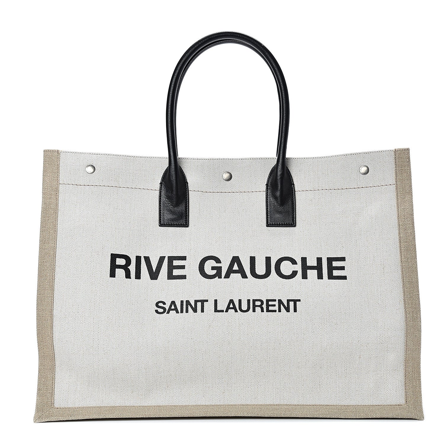 Saint Laurent Linen Calfskin Rive Gauche Tote Optic White 1 of 11
