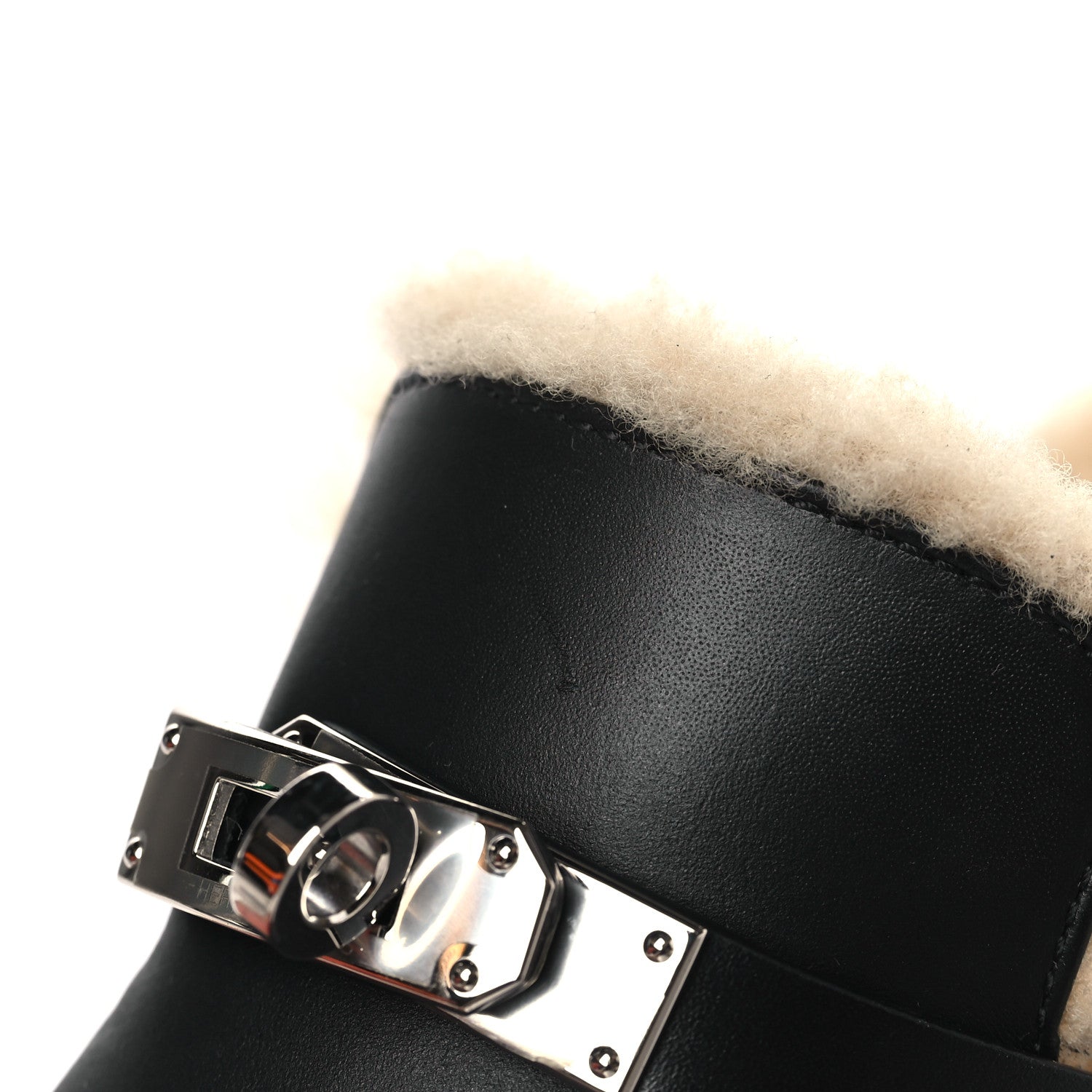 Hermes Calfskin Woolskin Carlotta Mules 35 Black 9 of 10