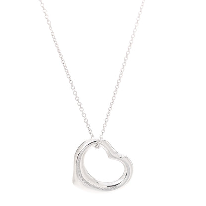 Tiffany Platinum Diamond 16mm Elsa Peretti Open Heart Pave Pendant Necklace 4 of 9