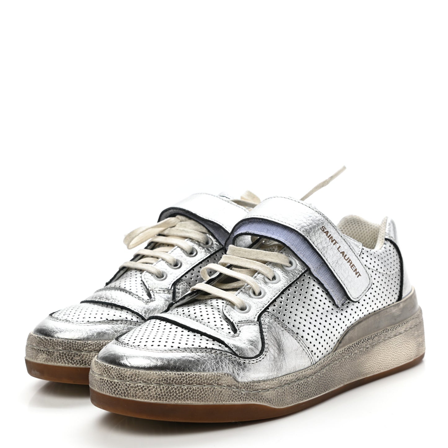 Calfskin Perforated Womens SL24 Sneakers 37 Argento