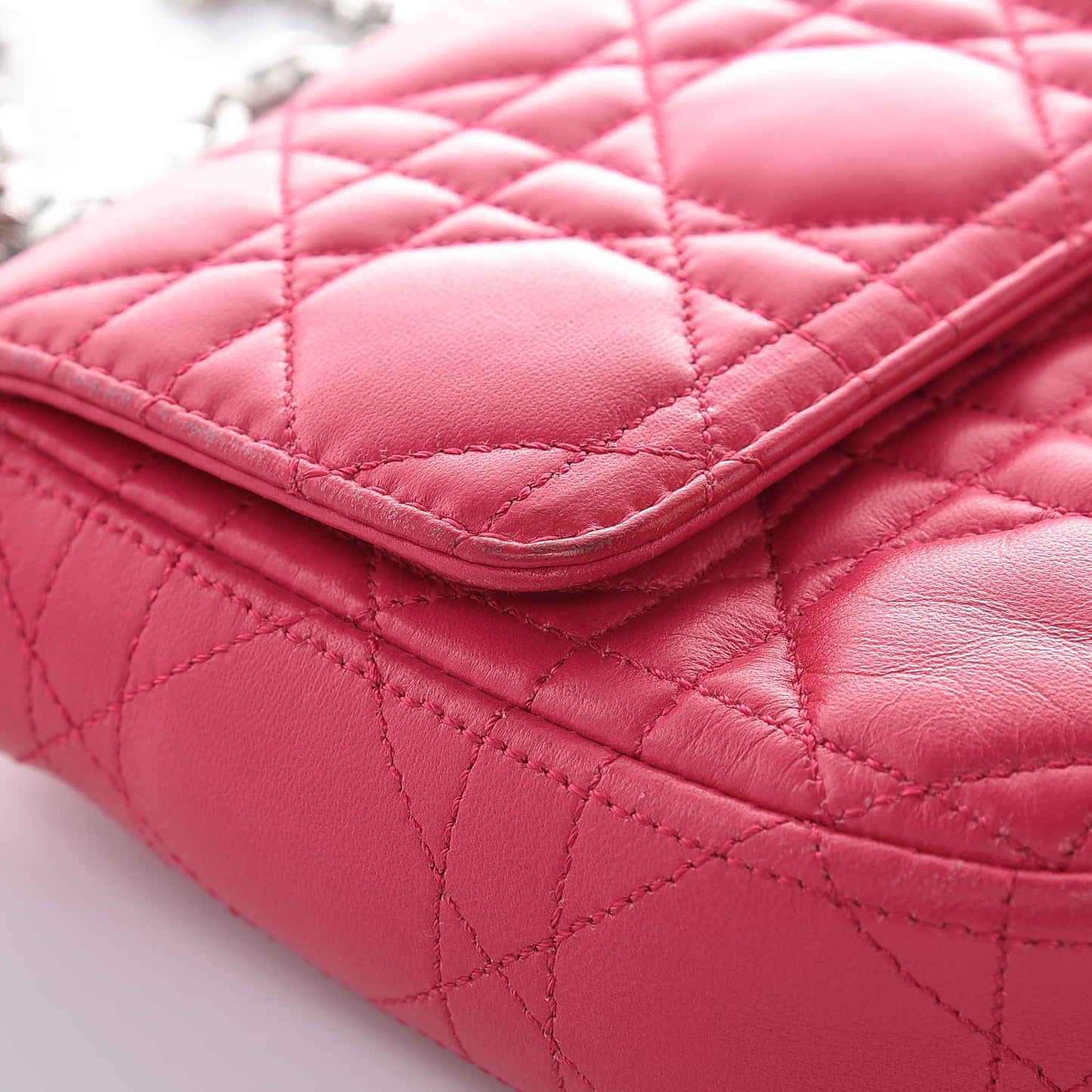 Lambskin Cannage Miss Dior Promenade Pouch Fuchsia