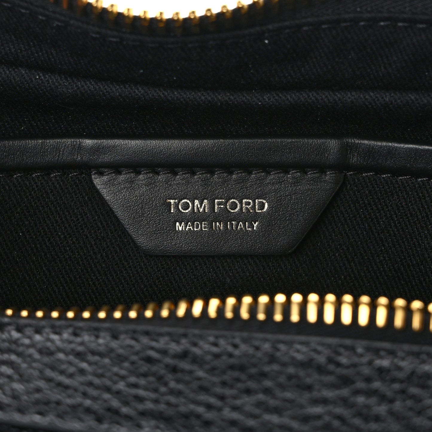 Grained Calfskin Zip Crescent Bag Black