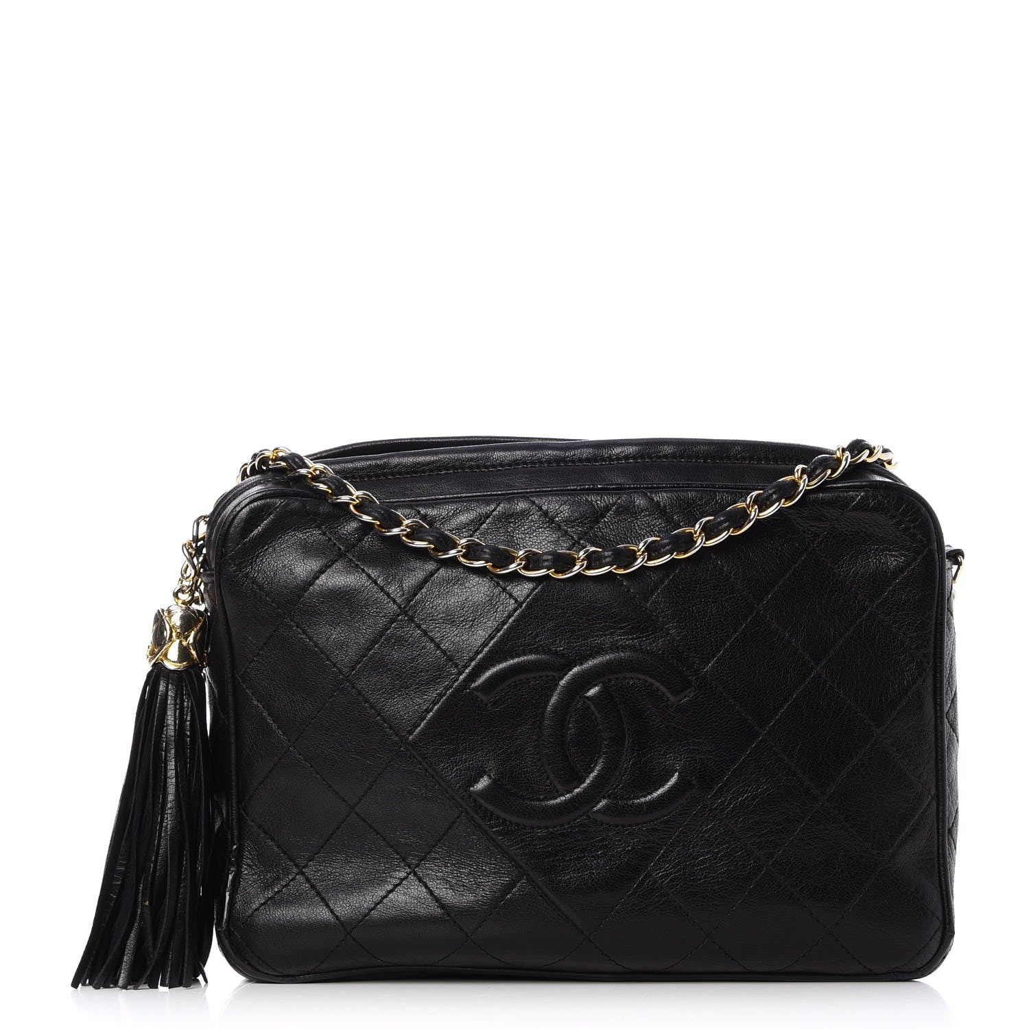 Chanel Lambskin Quilted Tassel Camera Case Black 1 of 8