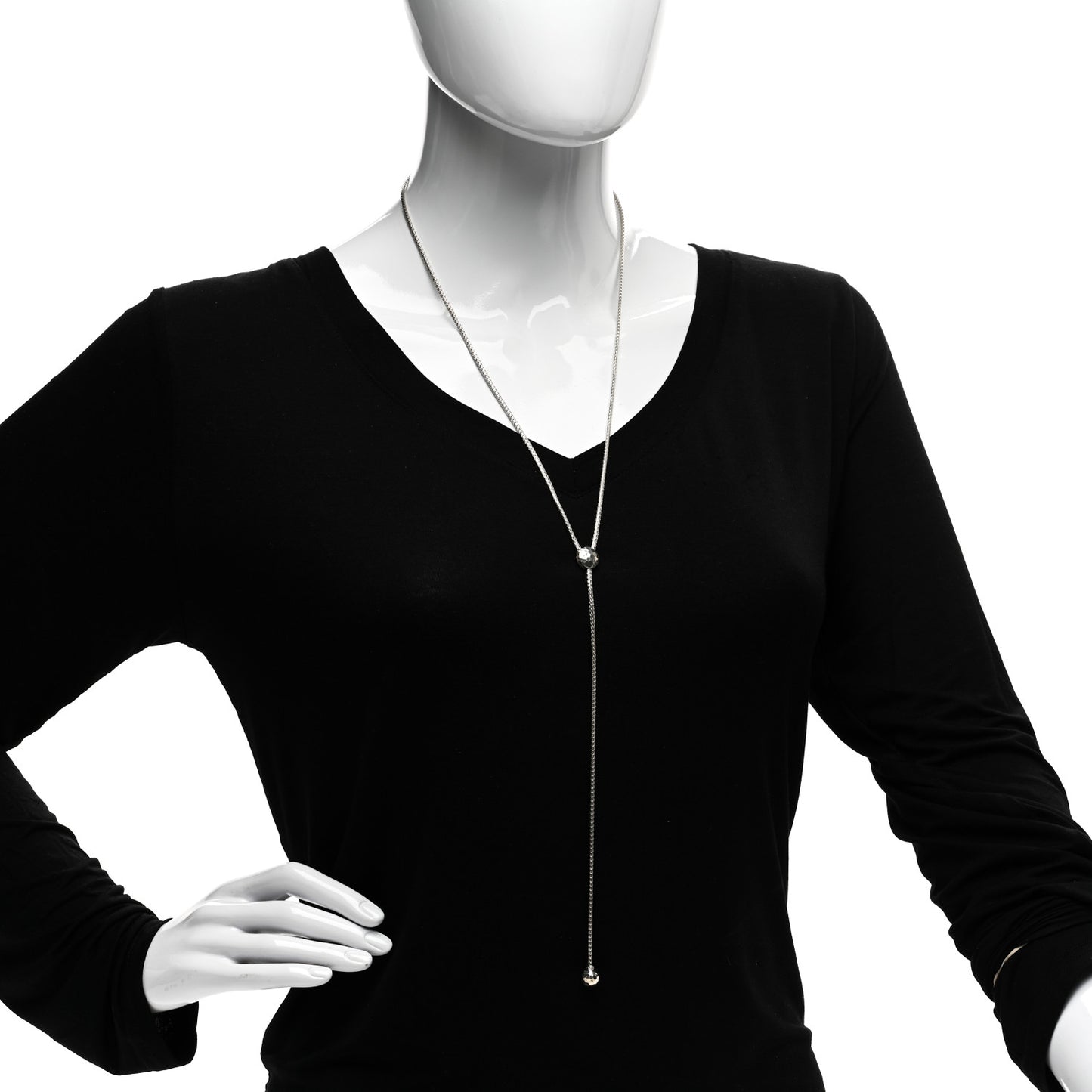 Sterling Silver Classic Chain Hammered Y Necklace