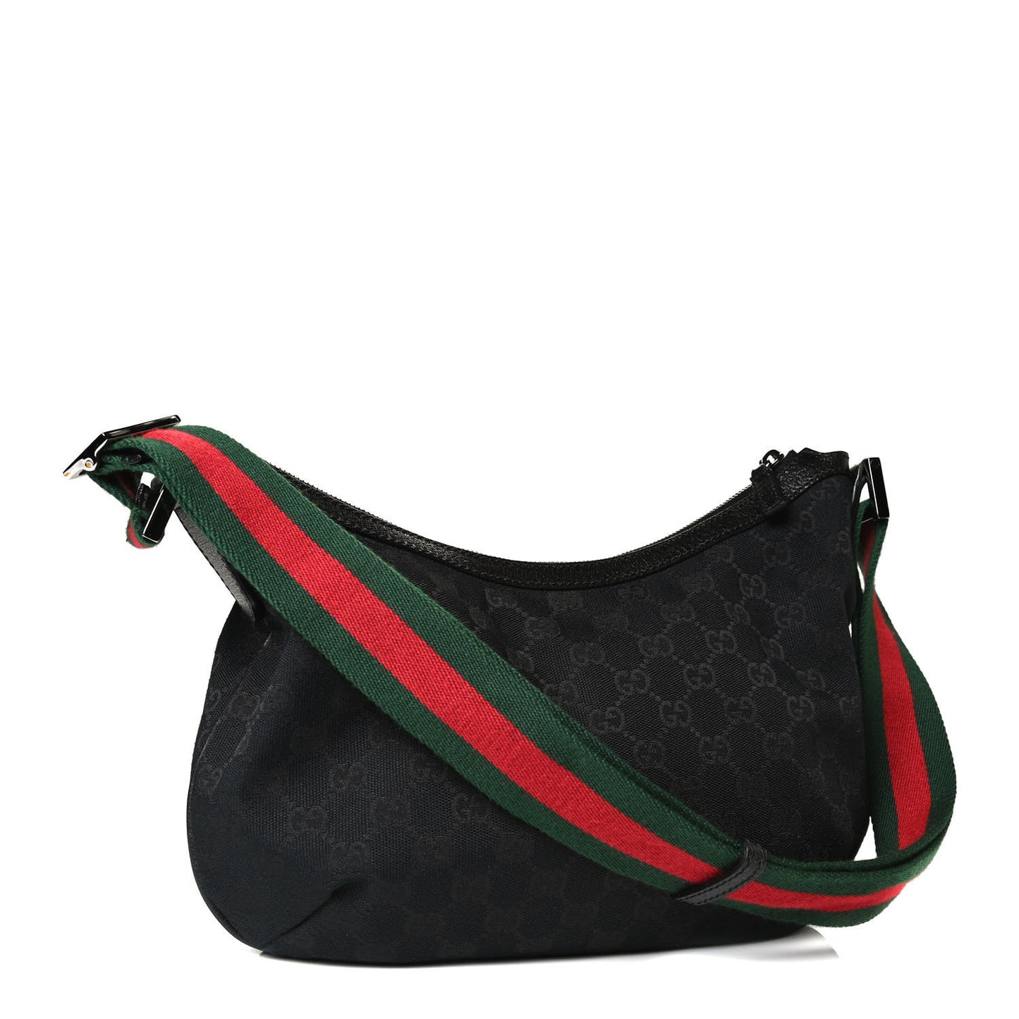 Monogram Web Medium Half Moon Hobo Black