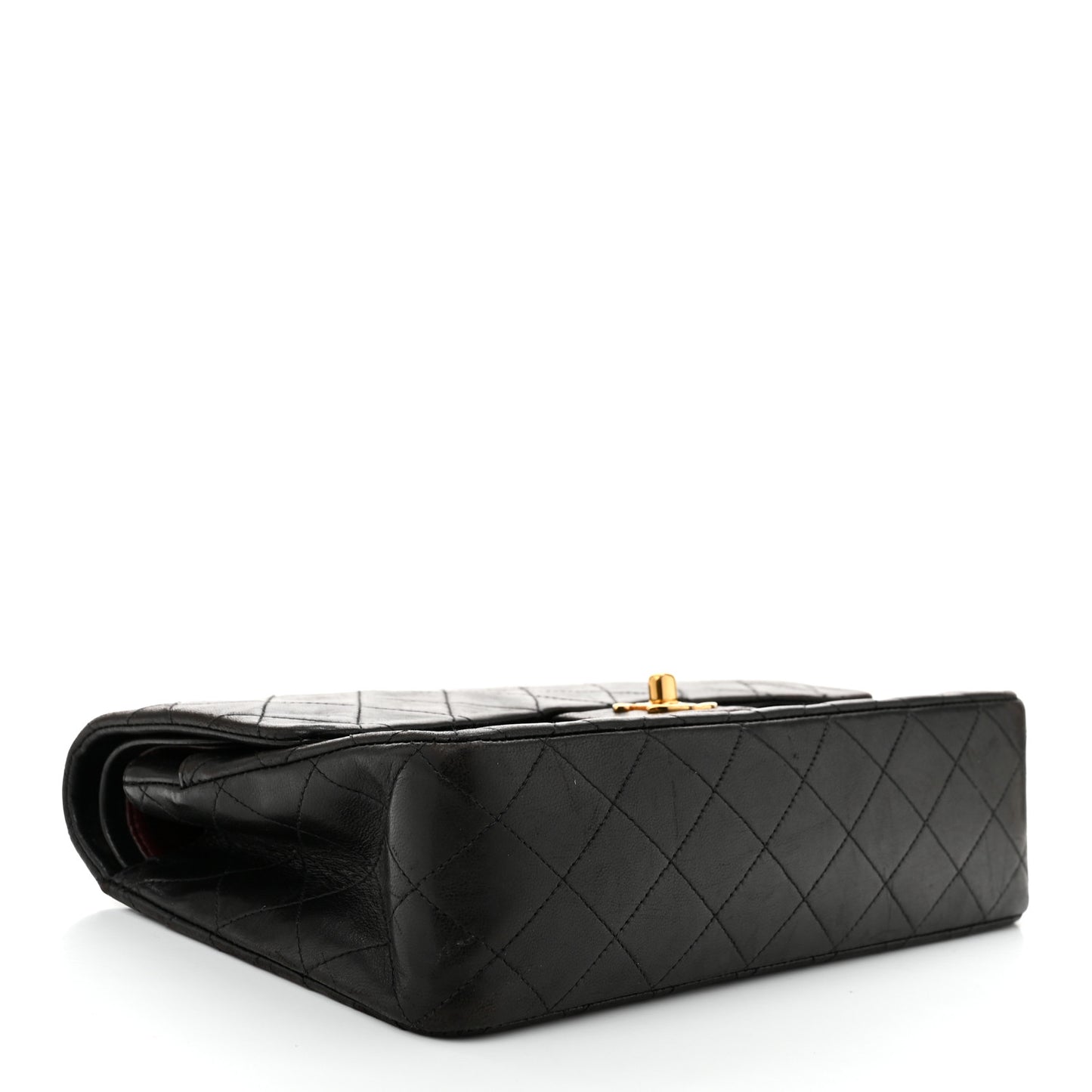 Lambskin Quilted Medium Double Flap Black