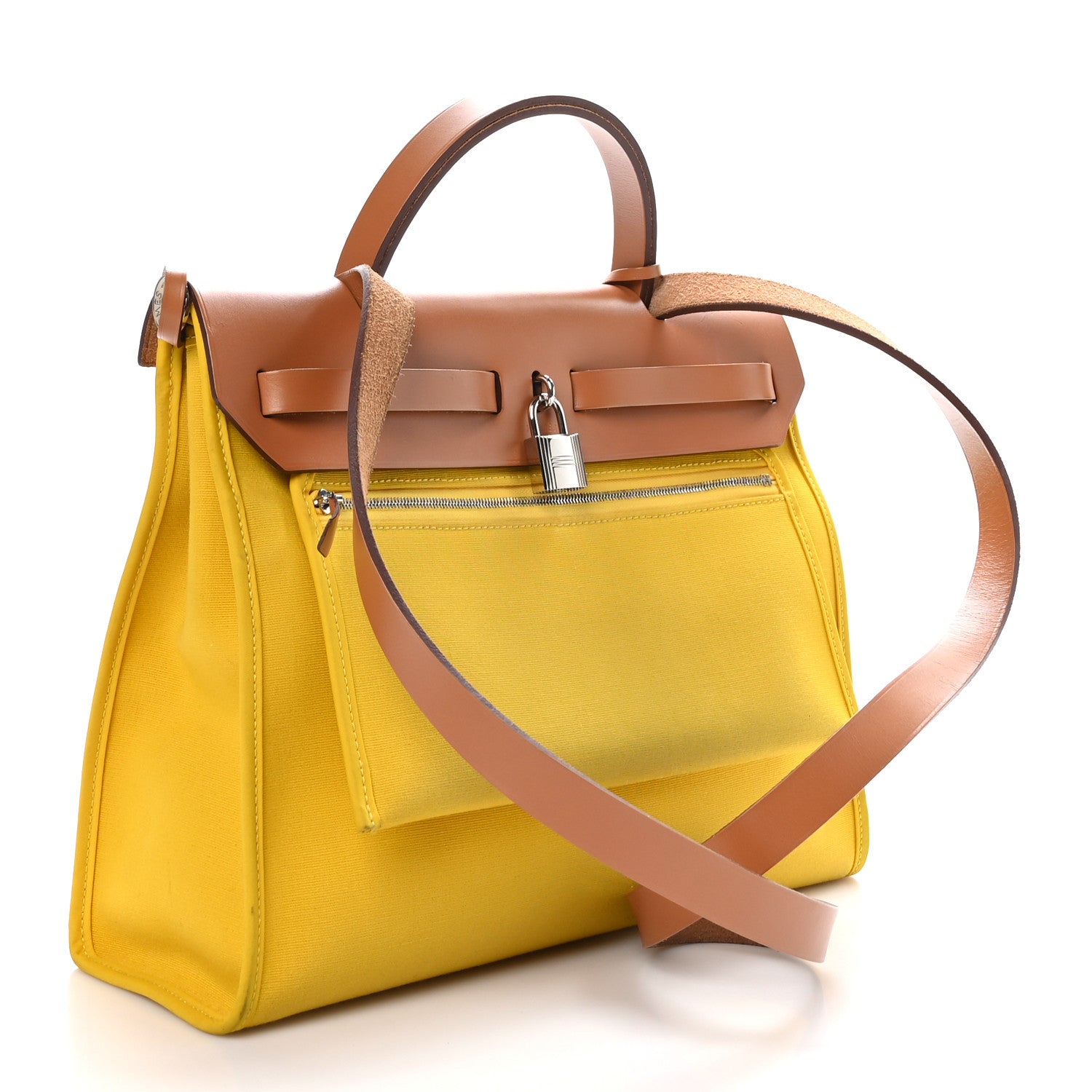 Hermes Vache Hunter Toile Herbag Zip 31 PM Lime Naturel 4 of 10