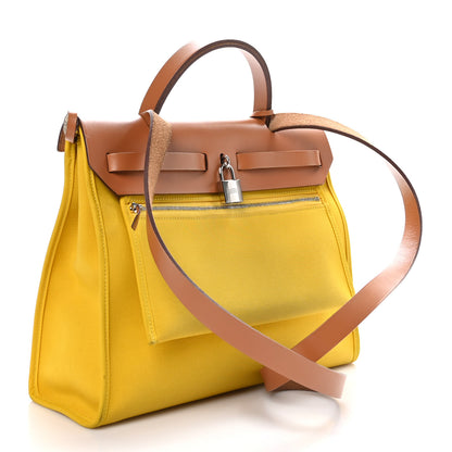 Hermes Vache Hunter Toile Herbag Zip 31 PM Lime Naturel 4 of 10