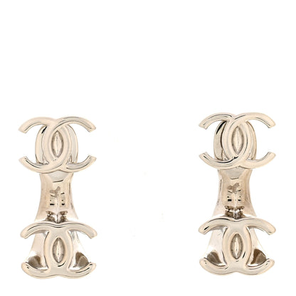 Chanel Metal CC Turnlock Drop Earrings Silver 1 of 5