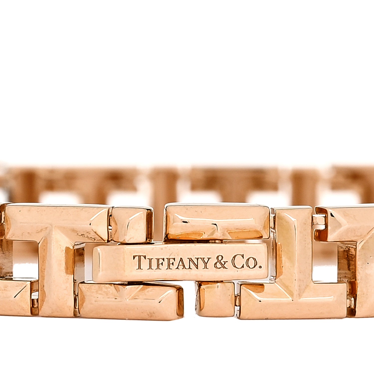 Tiffany 18K Rose Gold Narrow T True Hinged Bangle Bracelet 3 of 6