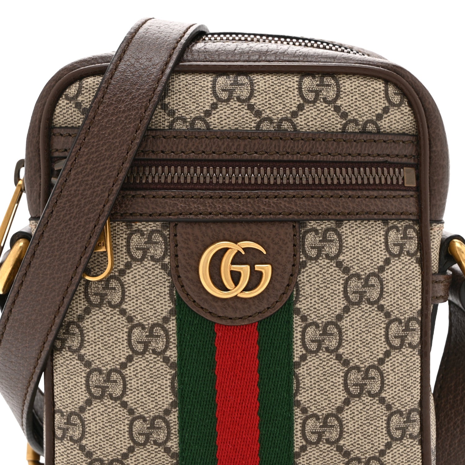 Gucci GG Supreme Monogram Web Mini Ophidia Messenger Brown 8 of 10