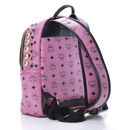 MCM Visetos Studded Colorblock Small Stark Brock Backpack Pink Black 2 of 11