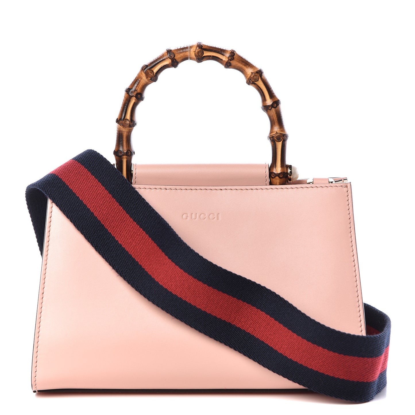 Nappa Bamboo Web Mini Nymphaea Top Handle Bag Perfect Pink Mystic White