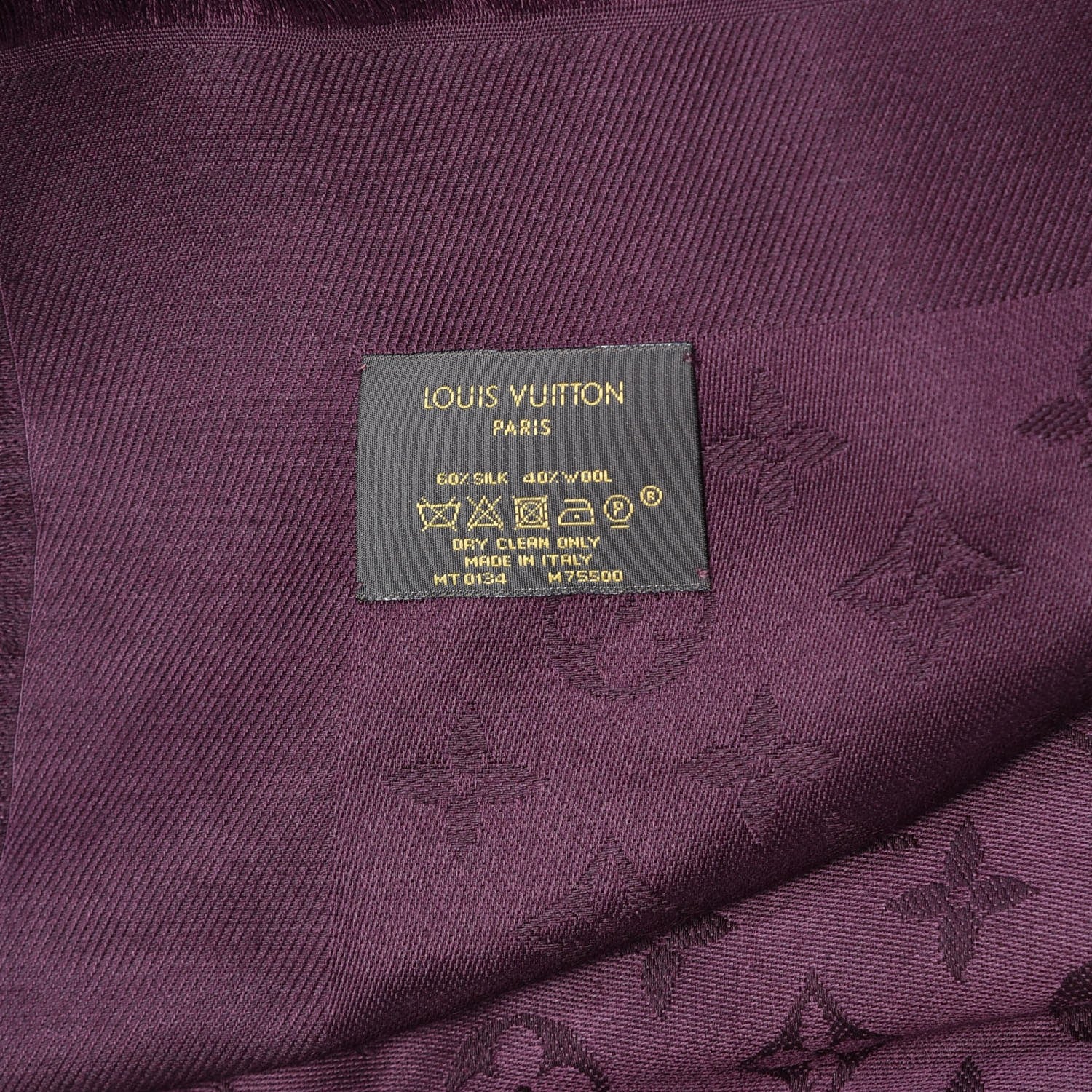 Louis Vuitton Wool Silk Monogram Shawl Amarante 3 of 5