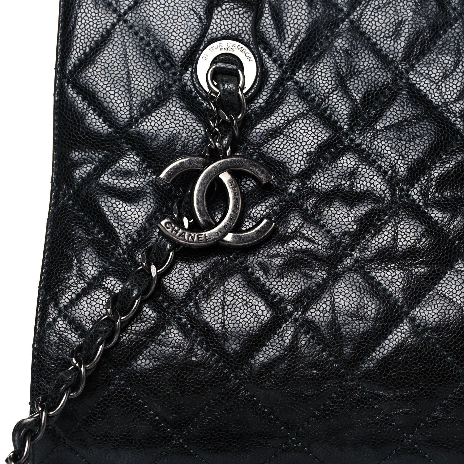 Chanel Crumpled Grained Calfskin Quilted CC Crave Tote Black 8 of 15