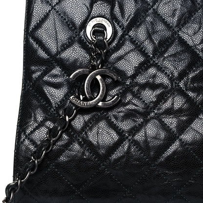Chanel Crumpled Grained Calfskin Quilted CC Crave Tote Black 8 of 15
