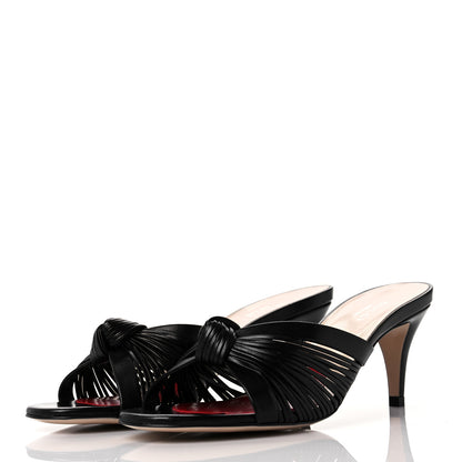 Gucci Nappa Crawford Knot Mid Heel Slide Sandals 35.5 Black 3 of 8