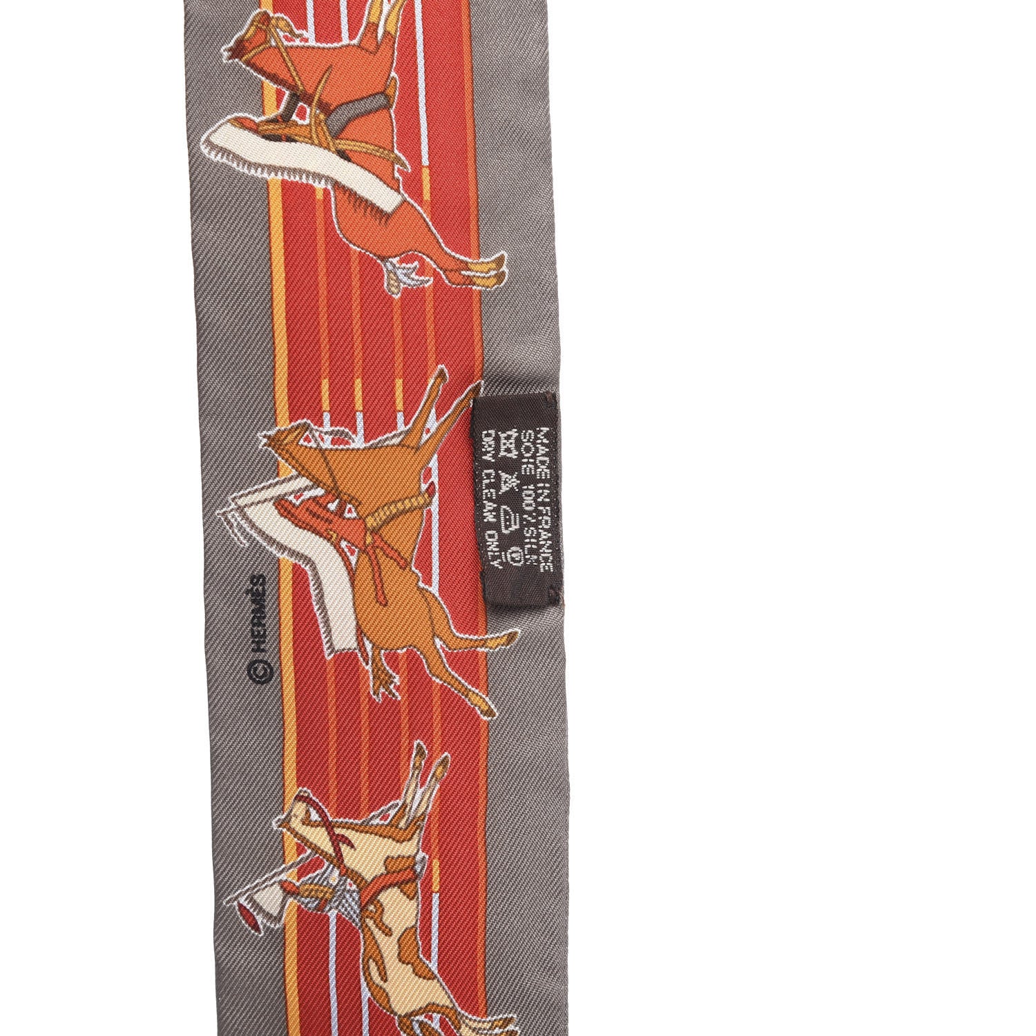 Hermes Silk Pani La Shar Pawnee Twilly Etoupe Rouge Orange 4 of 5