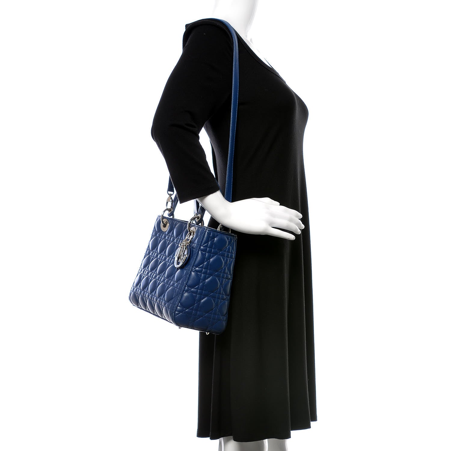 Christian Dior Lambskin Cannage Medium Lady Dior Navy 2 of 12