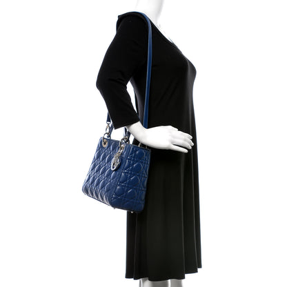Christian Dior Lambskin Cannage Medium Lady Dior Navy 2 of 12