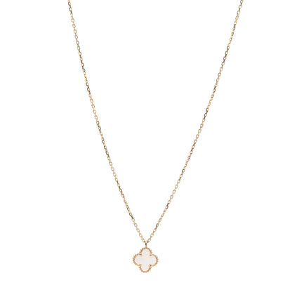 Van Cleef & Arpels 18K Yellow Gold Mother of Pearl Sweet Alhambra Pendant Necklace 1 of 7